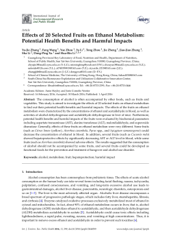 Effects of 20 Selected Fruits on Ethanol Metabolism: Potential Health