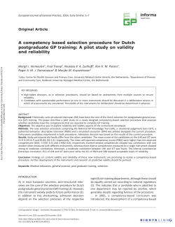 A competency based selection procedure for Dutch postgraduate