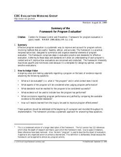Summary of the Framework for Program Evaluation1