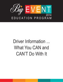 Driver Information What You CAN and CAN`T Do