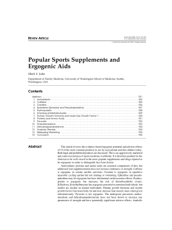Popular Sports Supplements and Ergogenic Aids