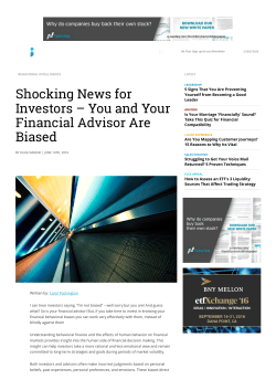 Shocking News for Investors &ndash; You and Your Financial Advisor Are