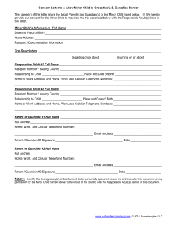 Consent Letter to a Allow Minor Child to Cross the US
