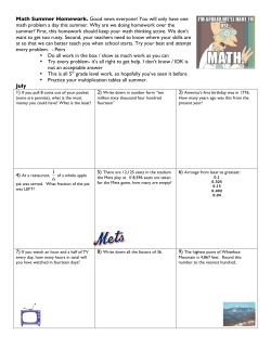 6th Grade Summer Math Assignment