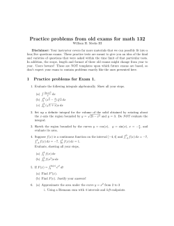 Practice problems from old exams for math 132