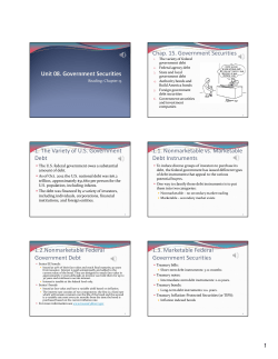 Chap. 15. Government Securities 1. The Variety of U.S. Government