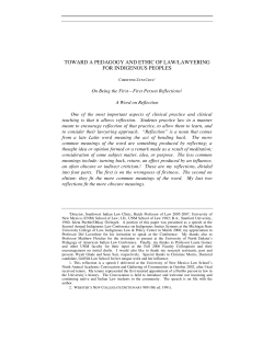 Toward a Pedagogy and Ethic of Law/Lawyering for Indigenous
