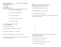 CHEMISTRY READING GUIDE CHAPTER 8 IONIC COMPOUNDS