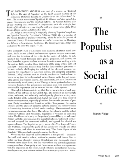 The Populist as a social critic / Martin Ridge.