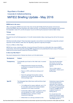 MiFID2 Briefing Update - May 2016