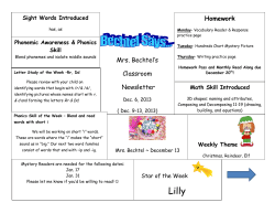 Mrs. Bechtel`s Classroom Newsletter Homework