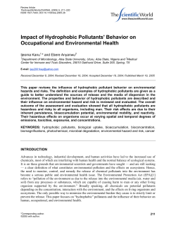 Impact of Hydrophobic Pollutants` Behavior on