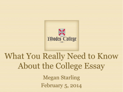 College Essays - Parkview Baptist School