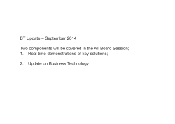 BT Update &ndash; September 2014 Two components will be covered in