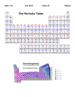 Chem 110 Fall 2014 Exam II Whelan