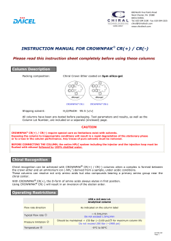 Please read this instruction sheet completely before using this column