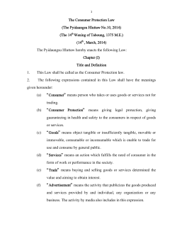 The Consumer Protection Law - ASEAN Committee on Consumer