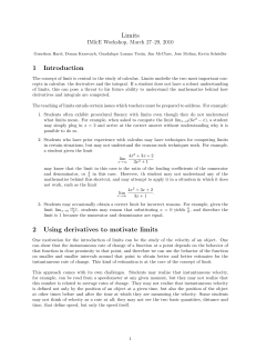 Limits 1 Introduction 2 Using derivatives to motivate limits