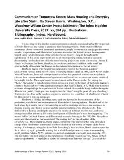 Communism on Tomorrow Street: Mass Housing and Everyday Life