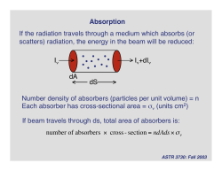 Absorption If the radiation travels through a medium which absorbs