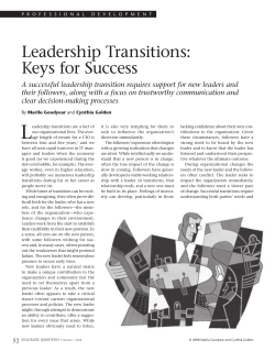 Leadership Transitions: Keys for Success