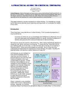 A Practical Guide to Critical Thinking