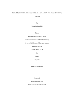 TO IMPROVE THE RACE: EUGENICS AS A STRATEGY FOR