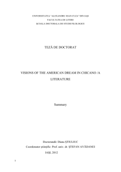 TEZĂ DE DOCTORAT VISIONS OF THE AMERICAN