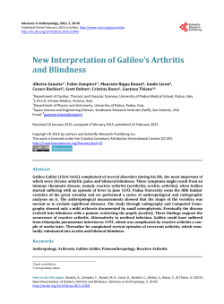 New Interpretation of Galileo`s Arthritis and Blindness