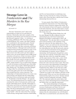 Strange Love in Frankenstein and The Murders in the Rue Morgue