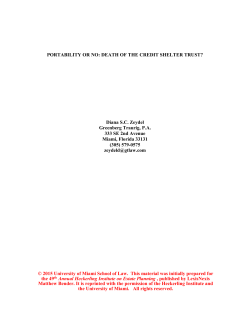PORTABILITY OR NO: DEATH OF THE CREDIT SHELTER TRUST