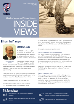 From the Principal - School of Isolated and Distance Education