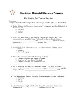 The Road to War Film Exercise