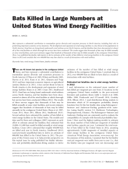 Bats Killed in Large Numbers at United States Wind Energy Facilities