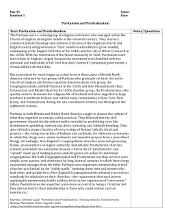 Puritanism and Predestination Article
