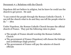 Document # 1: Relations with the Church Napoleon did not believe