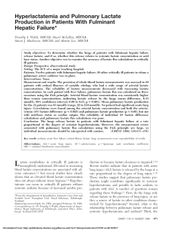 Hyperlactatemia and Pulmonary Lactate Production in Patients With