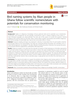 Bird naming systems by Akan people in Ghana follow scientific