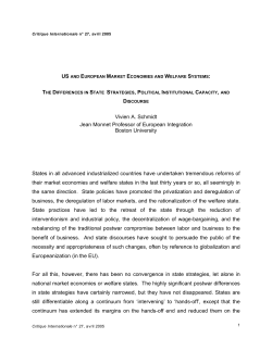 Us and European Market Economies and Welfare systems : The
