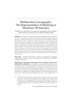 Multimodal Lexicography: The Representation of Meaning in