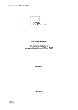ICE Clear Europe Disclosure Statement pursuant to Article 39(7) of