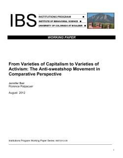 From Varieties of Capitalism to Varieties of Activism