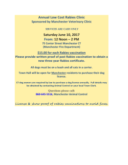 Annual Low Cost Rabies Clinic Saturday June 10, 2017 From: 12