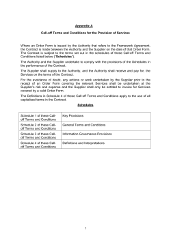 Call-off Terms and Conditions for the Provision of Services