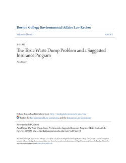 The Toxic Waste Dump Problem and a Suggested Insurance Program