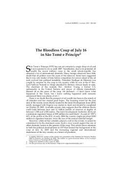 The Bloodless Coup of July 16 in S&atilde;o Tom&eacute; e Pr&iacute;ncipe