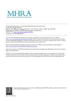 Cynic Shamelessness in Late Sixteenth