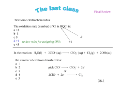 Final Review first some electrochem/redox The oxidation state