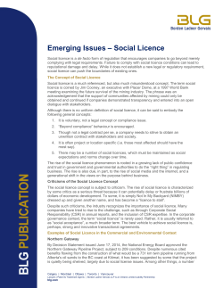 Emerging Issues &ndash; Social Licence