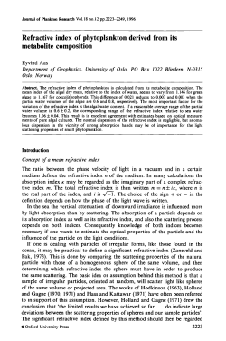 Refractive index of phytoplankton derived from its metabolite